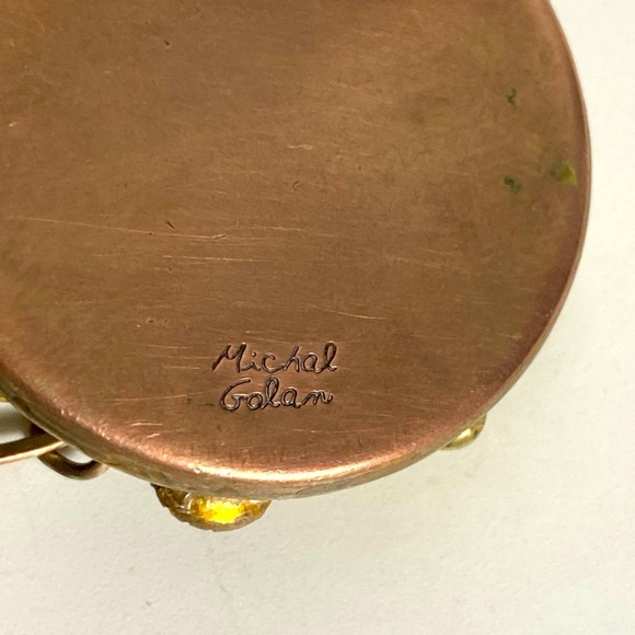 Vintage Necklace. Brass & Bead Tiger Eye Michael Golan 18" - Picture 7 of 10